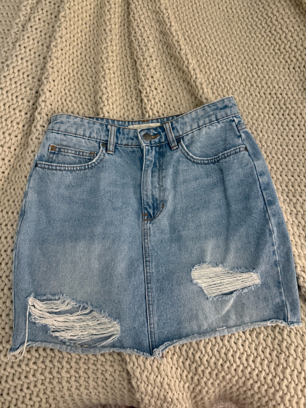 Billabong Light Blue High-Rise Distressed Denim Skirt 27